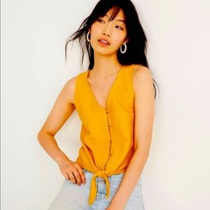 NWOT Madewell Button-Front Tie Tank Top Size S in Mustard Yellow